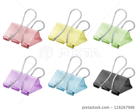 水彩風格的彩色雙夾 128267986
