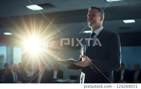 Engaging Business Presentation with Dynamic Lighting Effects 128268031