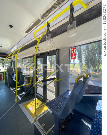Modern Bus Interior with Unique Features Modern Bus Interior with Unique Features 128268278