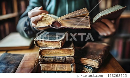 Exploring timeless knowledge: A collection of vintage books and literary exploration 128268523