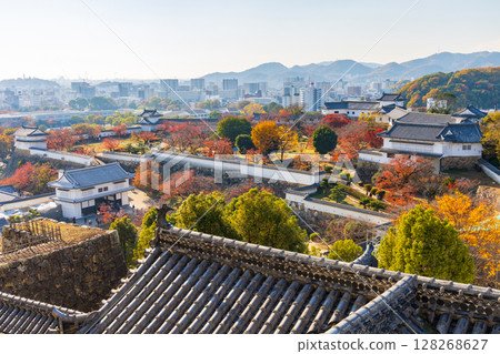 Autumn in Himeji, Hyogo Prefecture, World Heritage Site, National Treasure Himeji Castle and Autumn Leaves, Nishinomaru Autumn in Himeji, Hyogo Prefecture, World Heritage Site, National Treasure Himeji Castle and Autumn Leaves, Nishinomaru 128268627
