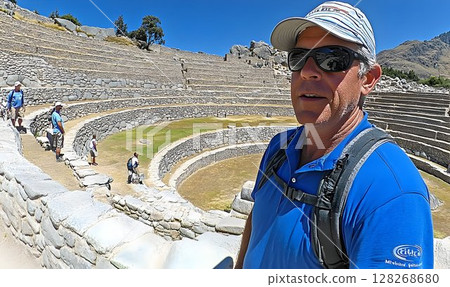 Exploring ancient inca terraces: a traveler's perspective in yurac rumi, peru Exploring ancient inca terraces: a traveler's perspective in yurac rumi, peru 128268680