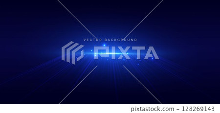 Technology futuristic lines glowing on dark blue background. Hi speed big data network concept. 128269143