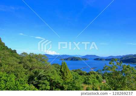 Summer scenery of Setouchi with striking green and blue colors Summer scenery of Setouchi with striking green and blue colors 128269237