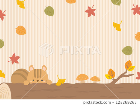 Cute squirrel and autumn leaves frame 128269265