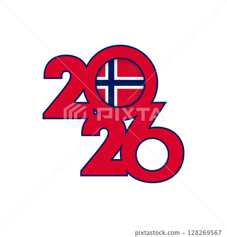 2026 banner with Norway flag inside. 2026 banner with Norway flag inside. 128269567