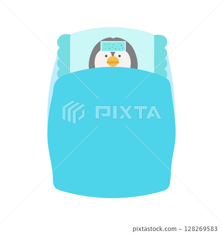 Penguin and futon illustration Penguin and futon illustration 128269583