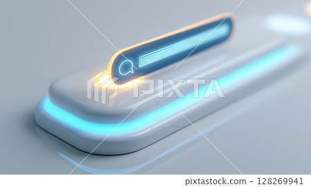 AI Agent assistance and workflow automation concept, Futuristic search bar with glowing accents and smooth design. 128269941