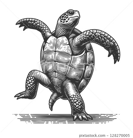 Dancing Turtle sketch raster illustration Dancing Turtle sketch raster illustration 128270005