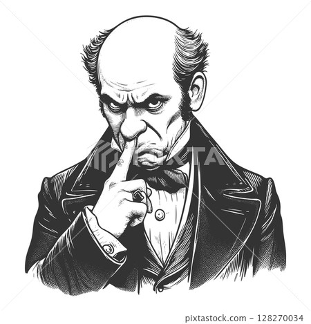Skeptical Man in Suit Picking His Nose vector 128270034