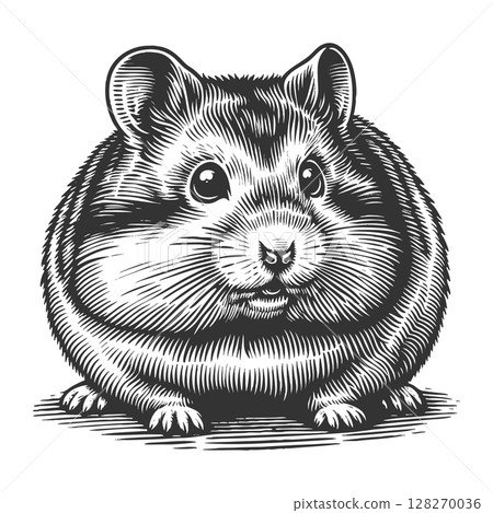 Hamster engraving sketch vector illustration 128270036