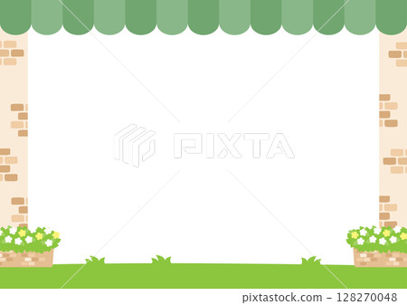 Cafe frame with green tent roof Cafe frame with green tent roof 128270048