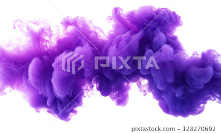 Vibrant purple or violet smoke explosion abstract isolated on white background 128270692