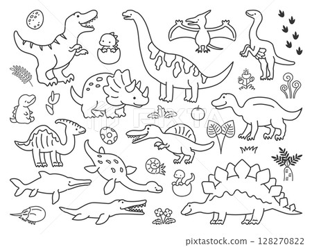 Dinosaur illustration, black lines 128270822