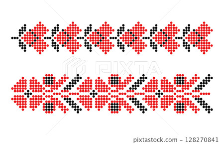 Ukrainian floral dotted repeated motifs set 128270841
