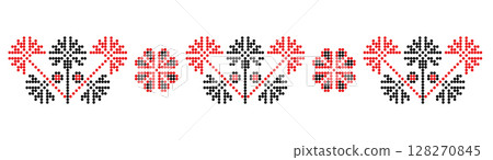 Ukrainian ethnic floral ornament beaded design 128270845