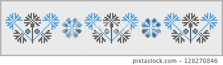 Ukrainian ethnic floral ornament beaded design 128270846