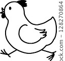 Simple chicken illustration - black and white 128270864