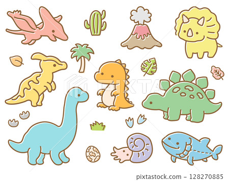 Cute dinosaur hand-drawn illustration set 128270885