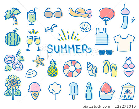 夏季可愛手繪插畫集 128271019