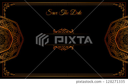 luxury gold invitation card mandala ornament background 128271335