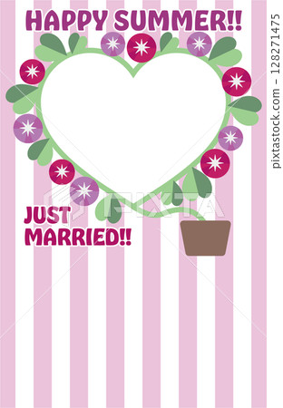 Cute summer greetings and wedding announcement photo frame template material Cute summer greetings and wedding announcement photo frame template material 128271475
