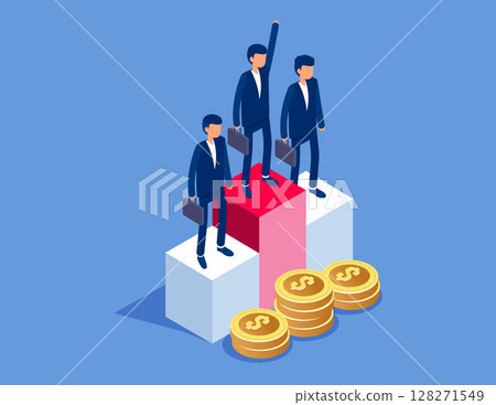 Awards, business success and rewards. Flat isometric vector concept 128271549