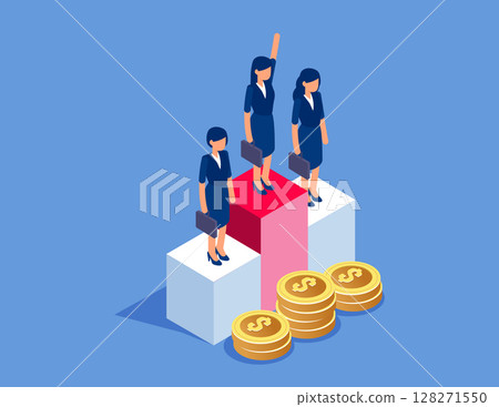 Awards, business success and rewards. Flat isometric vector concept 128271550