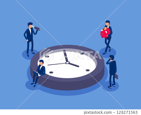 Time investment. Flat isometric vector concept 128271563