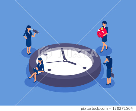 Time investment. Flat isometric vector concept Time investment. Flat isometric vector concept 128271564