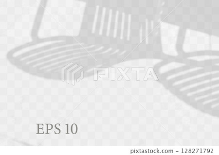 Realistic shadow from terrace chair. Multiply Overlay effect. Long shadows light on wall, floor. Mesh gradient scenes of natural lighting. Realistic photo background, mockup design Vector Illustration Realistic shadow from terrace chair. Multiply Overlay effect. Long shadows light on wall, floor. Mesh gradient scenes of natural lighting. Realistic photo background, mockup design Vector Illustration 128271792