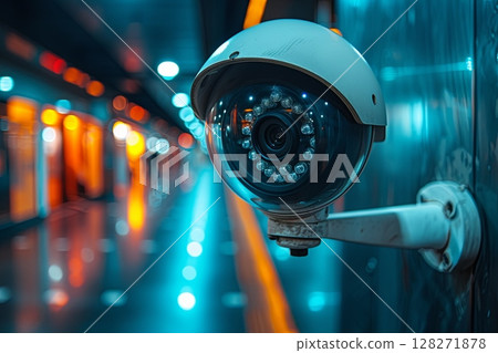 Surveillance Camera In Bright Corridor 128271878