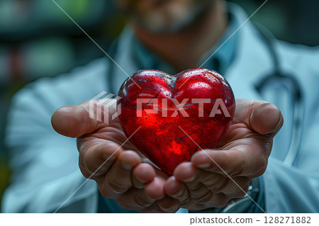 Doctor Holding Symbolic Red Heart 128271882