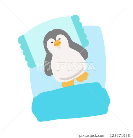 Penguin and futon illustration Penguin and futon illustration 128271928
