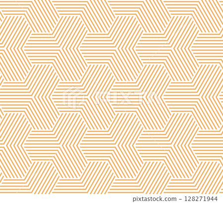 Abstract geometric pattern with stripes, lines. Seamless vector background. White and golden ornament. Simple lattice graphic design 128271944