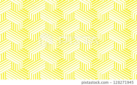 Abstract geometric pattern with stripes, lines. Seamless vector background. White and yellow ornament. Simple lattice graphic design 128271945