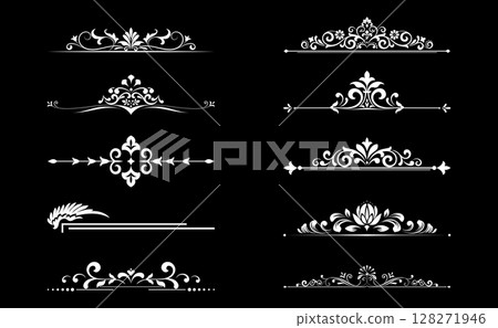 Vintage set. Floral elements for design monograms, invitations, frames, menus and labels. Graphic design of the website, cafes, boutiques, hotels, wedding invitations. 128271946