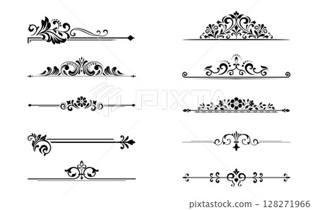 Vintage set. Floral elements for design monograms, invitations, frames, menus and labels. Graphic design of the website, cafes, boutiques, hotels, wedding invitations. 128271966