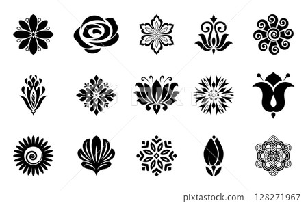 Flower icons set. Isolated elements for design. Vector graphics. Flower icons set. Isolated elements for design. Vector graphics. 128271967