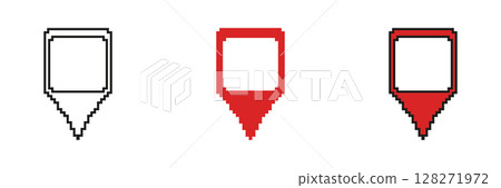 Map Location Pin Pixel Art Icon Set. Navigation And Geolocation Marker Symbol Collection. Digital Mapping And Gps Pointer Design. Isolated Vector Illustration Map Location Pin Pixel Art Icon Set. Navigation And Geolocation Marker Symbol Collection. Digital Mapping And Gps Pointer Design. Isolated Vector Illustration 128271972
