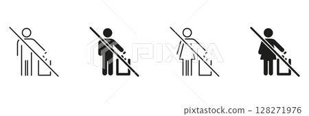 No Littering Prohibition Icon Set. Waste Disposal And Environmental Protection Outline And Silhouette Symbol Collection. Isolated Vector Illustration No Littering Prohibition Icon Set. Waste Disposal And Environmental Protection Outline And Silhouette Symbol Collection. Isolated Vector Illustration 128271976