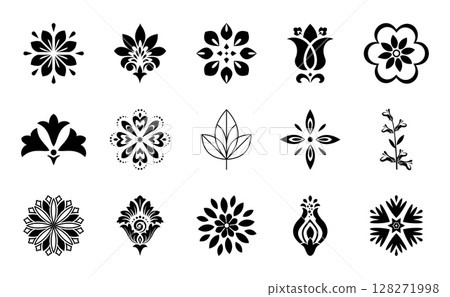 Flower icons set. Isolated elements for design. Vector graphics. 128271998
