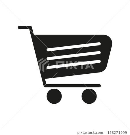 Shopping Cart Solid Icon. E-Commerce, Online Shopping, And Retail Store Silhouette Symbol. Consumer Purchases And Marketplace Representation. Isolated Vector Illustration 128271999