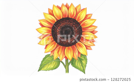 Sunflower blooming on white background 128272025