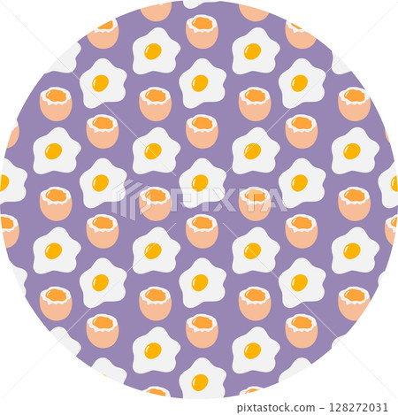 Fried and light boiled Eggs Seamless Pattern on Circle Background Egg Day Greeting Food Cards Fond Fried and light boiled Eggs Seamless Pattern on Circle Background Egg Day Greeting Food Cards Fond 128272031