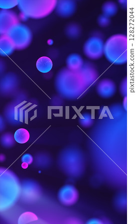 Glowing abstract spheres in a vibrant blue and purple background, evoking a futuristic and energetic atmosphere 128272044