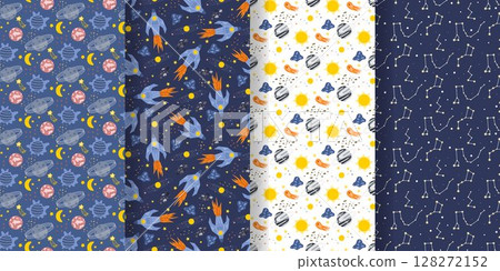 Set seamless backgrounds on theme of space and universe Set seamless backgrounds on theme of space and universe 128272152
