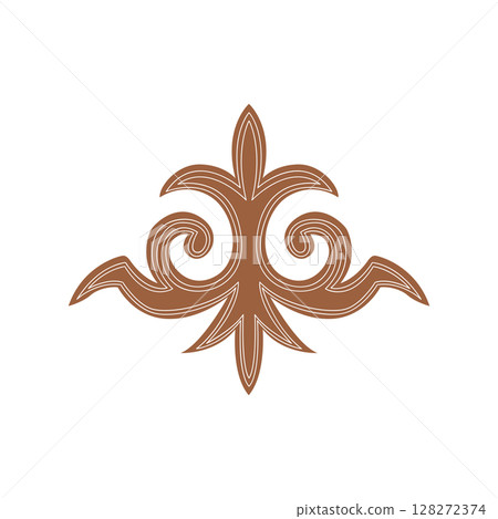 Traditional ethnic motif inspired by Kyrgyzstan nomadic art. Perfect for folk-themed designs, crafts, or textile. Vector ornament with cultural significance. 128272374