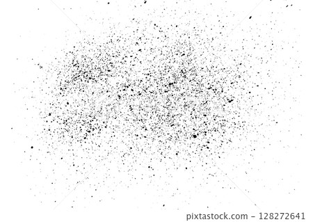 Black ink grain grunge texture overlay isolated on white background 128272641