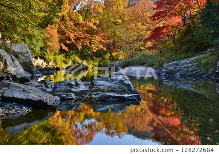 嵐山溪谷的紅葉 嵐山溪谷的紅葉 128272684